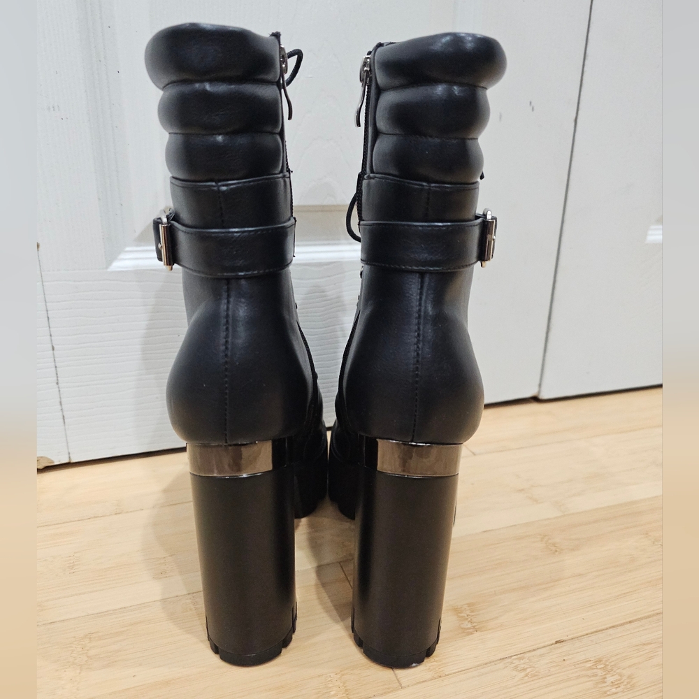 Dolls Kill Punk Goth Azalea Wang Mel Black Lace Up Buckle Mel Ankle Boots 9 New - Picture 6 of 10